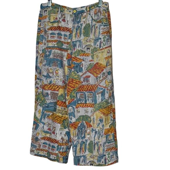 Chico’s Linen Colorful Vaca Crop Pants Size 0/ size 4/6 - Picture 1 of 5